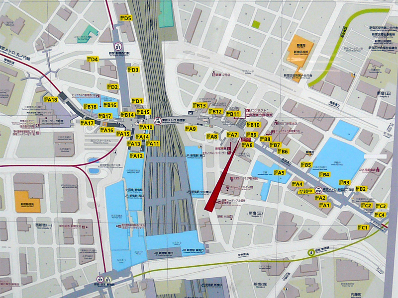 BB Watch編集部ブログ: 「みんなの地図2」のPE機能で新宿三丁目から西口へ地下移動にチャレンジ