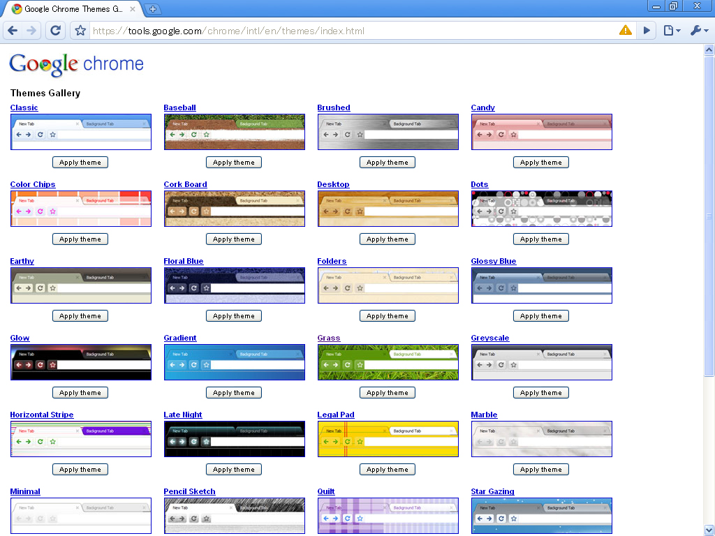 Google Chromeのデザイン（スキン）を変更できる「テーマギャラリー」