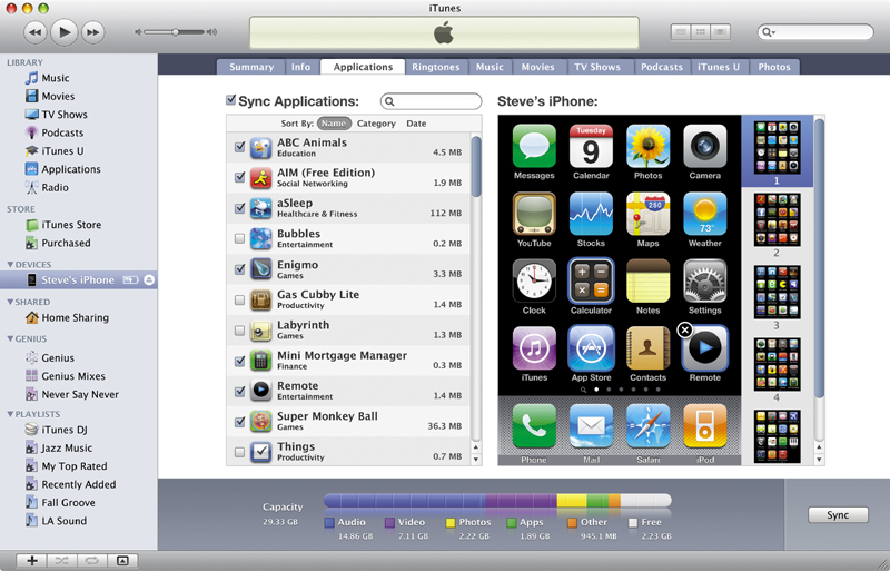 「iTunes 9」ではiTunes上でアプリを整理できる機能が追加された