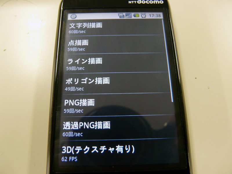 Android向け「SmartphoneBench」測定結果画面
